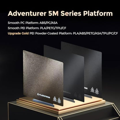 FLASHFORGE Adventurer 5M /Pro /AD5X Smooth PC Plate, Flexible Platform for High-Temperature Filaments Such as ABS, ASA, and PC - style: Smooth PC Plate