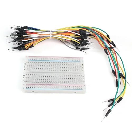 65pcs Breadboard Jumper Wires Kit - 400 Tie Points - Flexible Breadboards for Arduino Prototyping Circuit DIY Electronic Project - color: 1pcs400TieBreadboard-JumperWire65pcs
