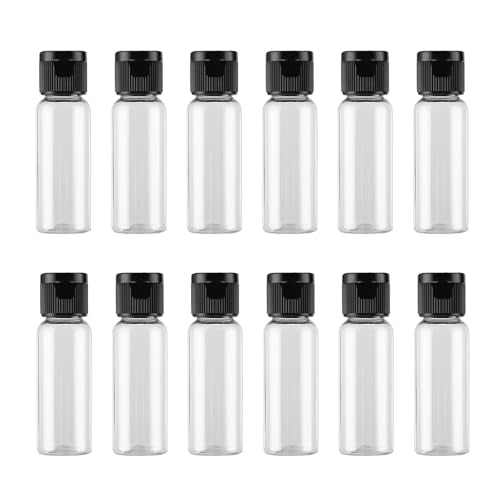 30ml 1 oz Plastic Pour Bottle with Flip Cap Empty Travel Sample Containers Jar for Emollient Water Shower Gel Emulsion - Pack of 12(Clear) - size: 30 mL
