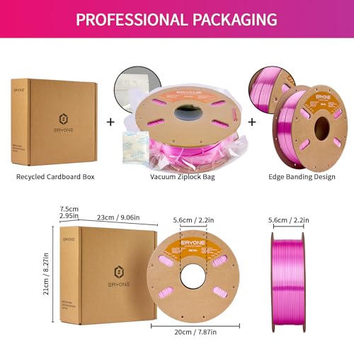 ERYONE Silk PLA Filament for 3D Printer 1.75mm +/- 0.03mm, Shiny Filament 1kg (2.1lbs)/Spool, Azalea Pink - color: Silk Azalea Pink, size: Silk Pla-1kg