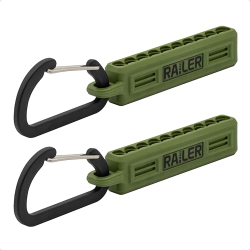 Portable 10-Hole Bit Storage Organizer with Carabiner Clip for Tool Kits - color: Camo Green