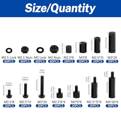 440 PCS Nylon Hex Standoffs & Screws Kit, M2.5 & M3 Male/Female Spacers for PCB & Motherboard Assembly for Electronics Projects - size: M2.5 & M3