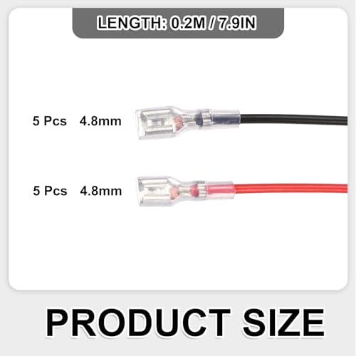MECCANIXITY 10pcs Double Head Female Spade Crimp Terminal 4.8mm 20cm Wires - size: 4.8mm, 20cm L