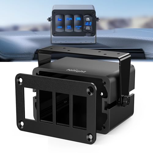 Nilight 4 Gang Rocker Switch Box Detachable Housing 4 Holes Aluminum Panel - color: Black-Switch Box Only, size: 4 Gang