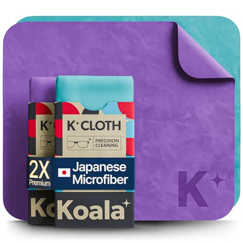 Koala Lens Cleaning Cloth | Japanese Microfiber | Blue & Purple (Pack of 2) - color: Purple / Blue, size: 2 Pack