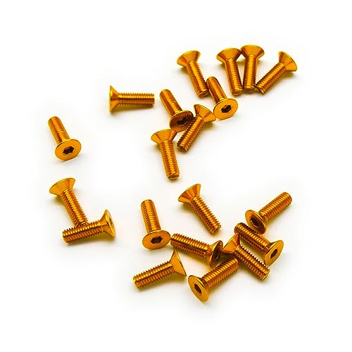 20pcs M3 Countersunk Screws 6063 Aluminum Hex Socket (Anodized Colors) (6mm / 10mm / 16mm / 20mm) (M3x10mm, Gold) - color: Gold, size: M3x10mm