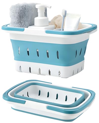 Fammart Plastic Shower Caddy Portable, Bath Basket Cleaning Caddy w/Handle - color: Blue