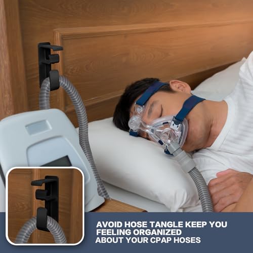 2PCS CPAP Hose Holder Hanger cpap Mask Hook & Tubing Holder for Bed with Anti-Skid Function Avoids Hose Tangle and 4 Removable Refill Strips（Damage-Free Hanging） cpap Machine Supplies - size: 2
