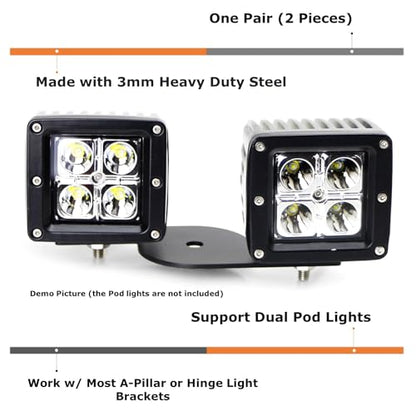 iJDMTOY Dual LED Pod Light Mounting Brackets for Car/Truck/SUV