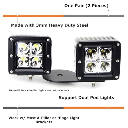 iJDMTOY Dual LED Pod Light Mounting Brackets for Car/Truck/SUV