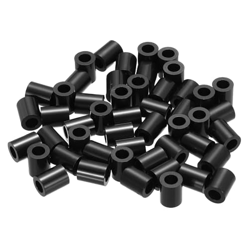 PATIKIL 50Pcs ABS Spacers 4mm ID, 7mm OD, 9mm Height Plastic Round Stud Spacer Black Nylon Washers Nut Unthreaded Rubber for M4 Screws Bolts Barrel - size: 4mm ID, 7mm OD, 9mm Height