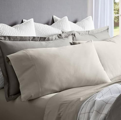 BOLL & BRANCH Percale Hemmed Sheet Set, Twin, Pewter - color: Pewter, size: Twin
