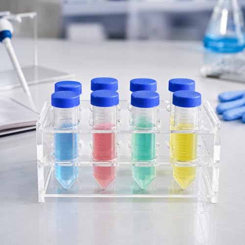 1 Pcs Clear Acrylic Test Tube Rack, 8 Wells for 50mL Tubes, 30mm Diameter - size: 30mm