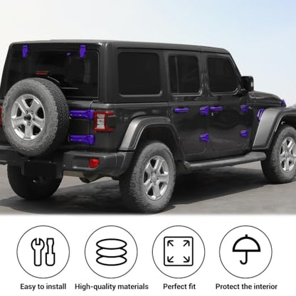 Complete Exterior Cover Trim Kit for 2018–2026 Jeep Wrangler JL JLU, Full Coverage Door Handle Hood Hinge Hood Latch Side Air Vent Rear Tailgate Window Hinge Covers, 43PCS Purple - color: Purple