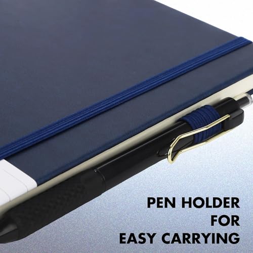 Aodaer 30 Set Lined Notebook Journals with Pens A5 Notebooks 100 GSM College Ruled Hardcover Notebook PU Leather Notepad with Pen Holder for Office School, 5.7 x 8.3 Inches, Navy Blue - color: Navy Blue