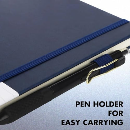 Aodaer 30 Set Lined Notebook Journals with Pens A5 Notebooks 100 GSM College Ruled Hardcover Notebook PU Leather Notepad with Pen Holder for Office School, 5.7 x 8.3 Inches, Navy Blue - color: Navy Blue
