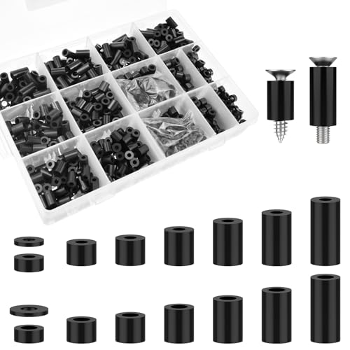 Aifeier ET 1200 Pcs Electrical Outlet Spacers for M3 M4 Screws, Nylon Black
