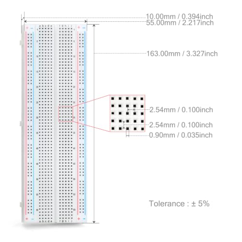 Chanzon 1pcs Solderless Breadboard | 40pcs 24AWG Male-to-Male Jumper Wires - size: 830 Points