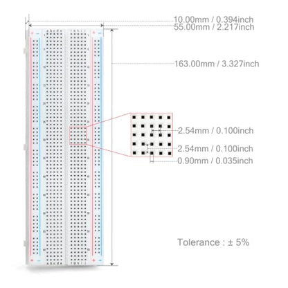 Chanzon 1pcs Solderless Breadboard | 40pcs 24AWG Male-to-Male Jumper Wires - size: 830 Points