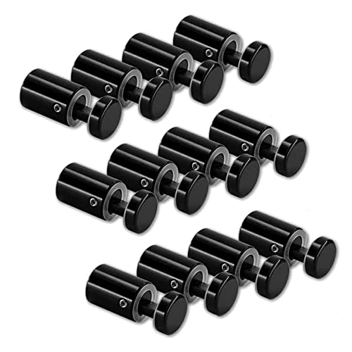 Side Clamp Standoffs 3/4" x 1" Solid Aluminum, Edge Grip Sign Standoffs for Glass, Burglarproof Sign Standoff, Standoffs Hardware, for Acrylic, Glass, PVC, Glass Panel with 2 pcs Spacers - color: Black, size: 12 PC