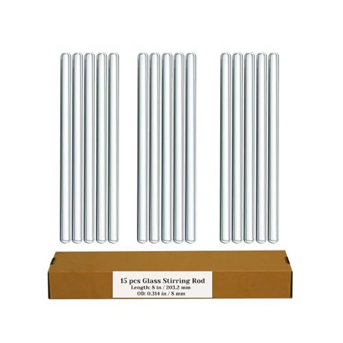 15 Pack Thick Glass Stirring Rods, 8mm x 8 Inch, Resin Mixing Sticks - size: 8 inch 8 mm