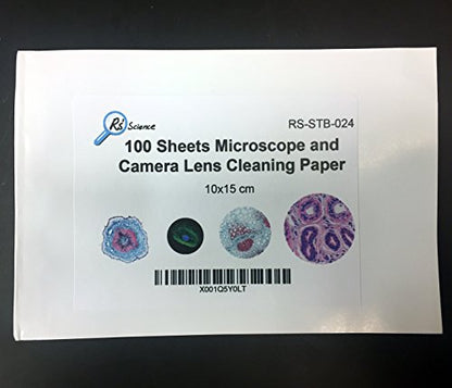 Rs' Science 300 Sheets Ultrasoft Microscope and Camera Lens Cleaning Paper - 3-Pack of 100-sheet booklets