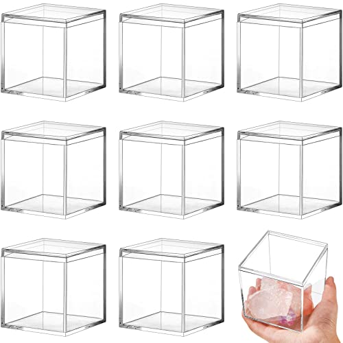 Blulu 8 Pcs Clear Acrylic Box with Lid, 3.3 x 3.3 x 3.3 Inch, Classic Style - size: 3.3 x 3.3 x 3.3 Inch, style: Classic style