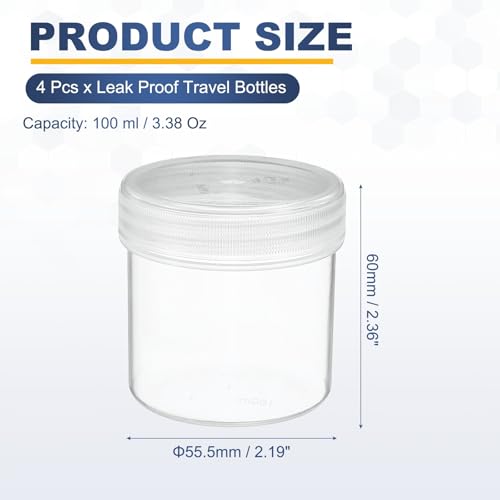 PATIKIL Wide Mouth Lab Reagent Bottles 100ml (3oz), Clear 4 Pcs - color: Clear, size: 100ml