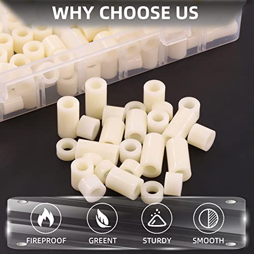 Swpeet 360Pcs Nylon Round Spacer Standoff Screw Nut and Flat Head Phillips #6-32 Electrician's Machine Screw Assortment Kit Perfect for Screws Prototyping