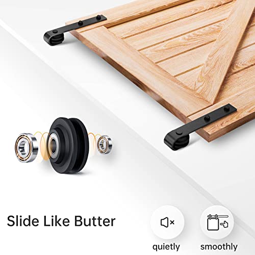 EaseLife 5 FT Heavy Duty Sliding Barn Door Hardware Track Kit,Basic J Pulley,Slide Smoothly Quietly,Easy Install (5FT Track Kit for 26"~30" Wide Single Door) - size: 5 Feet