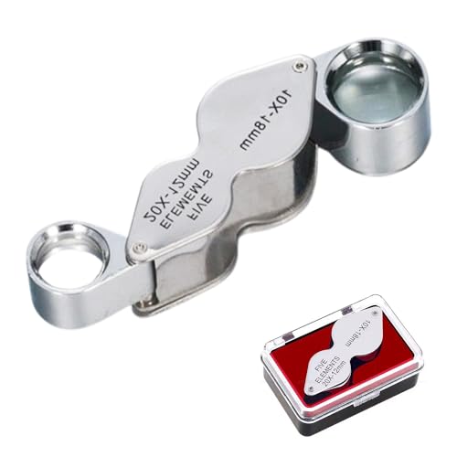 Rongon 10X & 20X Pocket Jewelers Loupe Foldable Magnifier with Light - color: Silver