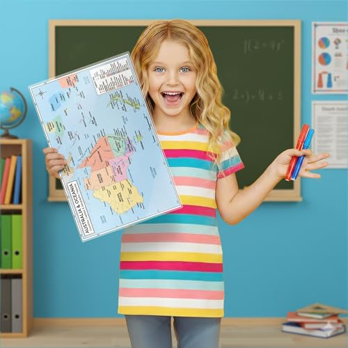 Australia & Oceania Map 11x17 Laminated Dry Erase Geography Chart | Double-Sided with Color Front & Blank Outline Back | Reusable Classroom Tool - color: Australia & Oceania