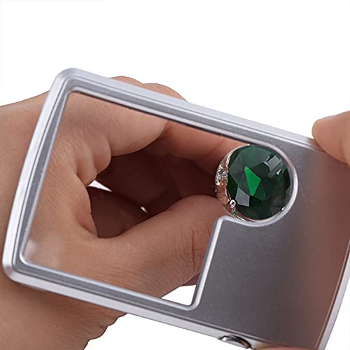 Pocket Magnifying Glass with Light 3X 6X Lighted Magnifier Card Type Handheld Reading Magnifying Glass High Definition Magnifier Portable Square Loupe for Jewelry Stamps Watches Crafts