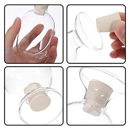 Beavorty Glass Match Cloche Jar: Fireplace Match Cloche Bottle Fancy Matches Striker Holder Jar Christmas Match Holder with Stopper for Candles Bathroom Lab Matches 250ml (Pack of 2) - size: 13X7X7CM (Pack of 2)