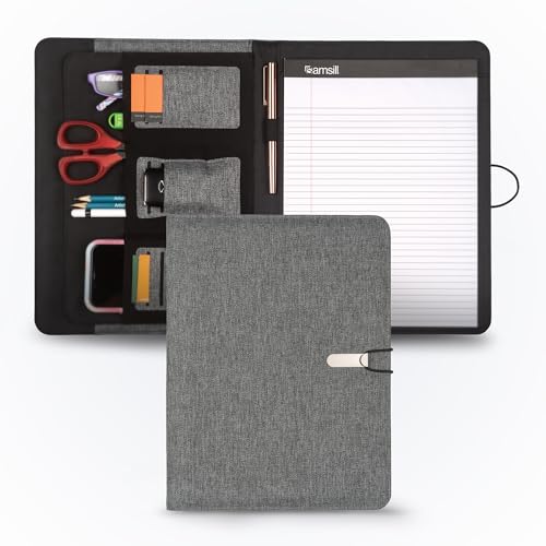 Samsill Professional Padfolio, Recycled Water Bottle Material, rPET, Business Portfolio for Men and Women, with 8.5 x 11 Writing Pad, Contrast Gray/Black - size: Letter - 8.5 x 11 inches, style: Recycled Padfolio