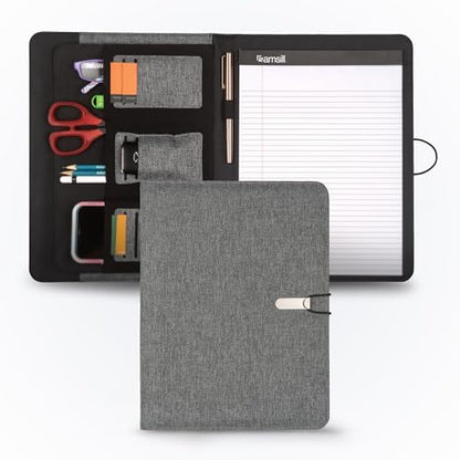 Samsill Professional Padfolio, Recycled Water Bottle Material, rPET, Business Portfolio for Men and Women, with 8.5 x 11 Writing Pad, Contrast Gray/Black - size: Letter - 8.5 x 11 inches, style: Recycled Padfolio