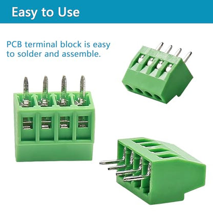 52PCS 2.54mm 0.1" Pitch PCB Mount Screw Terminal Block Connector, Minidodoca 2P 3P 4P 5P Terminals 150V 6A for 26-18AWG Cable，Equipped with Special Screwdriver - style: 52pcs Terminal Block Connector