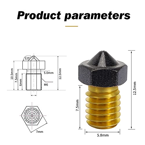 4-Pack Non Stick PTFE Coated m6 Nozzle 0.4mm Compatible with Anycubic Kobra Mega S X Chiron, Prusa i3 MK3S Prusa Mini Mini+ Extruder V6 Hotend 3D Printer (4x0.4mm Nozzles) - style: 4x0.4mm Nozzles