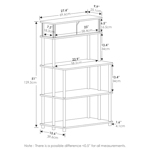 Furinno Turn-N-Tube Toolless Storage Shelf with Top Cabinet, French Oak Grey/Black - color: French Oak Grey/Black, size: 3-Tier with Top Cabinet