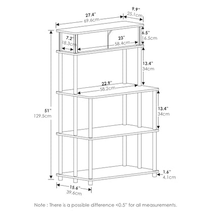Furinno Turn-N-Tube Toolless Storage Shelf with Top Cabinet, French Oak Grey/Black - color: French Oak Grey/Black, size: 3-Tier with Top Cabinet