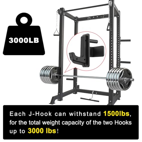 SELEWARE Heavy Duty J Hooks for Power Rack, 2" x 2" Tube, 1/2" Holes - color: For 1/2" Hole of 2x2 inch Rack