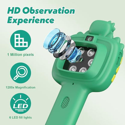 Outdoor Handheld Microscope for Kids: Portable 1000X Autofocus - color: Green