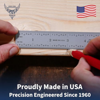 PEC Tools 12"/300mm Steel Rule, Slim & Flexible, Made in USA - color: Flexible, size: 12"/300mm