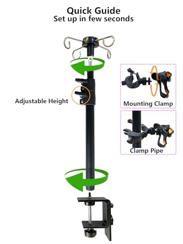 Feeding Tube Holder Stand Compatible Infinity Kangaroo Pump Rack for Gravity Syringe,Portable IV Pole for Travel,Enteral Gastrostomy Telescopic Pole,NG Tube Supplies Accessories (43 Inchs with Clamp) - size: 43 Inchs with Clamp