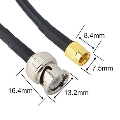 6.56Ft RG58 Coaxial Cable, BNC Male to SMA Male, Low Loss, 50 Ohm, for Antennas, Wireless LAN, RF Coaxial Devices, Wi-Fi, Radios - size: SMA Male to BNC Male Cable 6.56ft