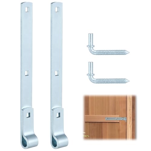 2 Sets 12'' Zinc Strap Hinge for Gates, Heavy Duty Gate Strap Hinge Zinc Plated with L-Screw (M16 × 101mm) for Barns Tool Sheds and Other Swing Doors, Galvanized (2) - style: 2pcs L-shape-12''