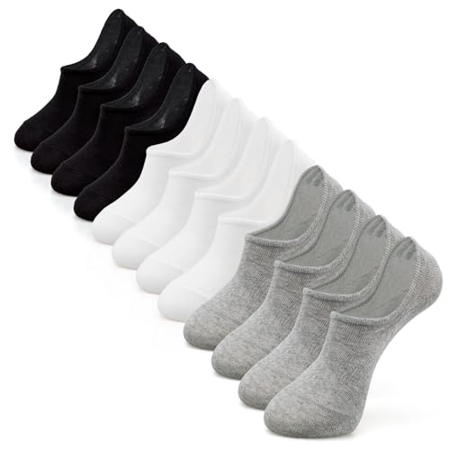 IDEGG Women & Men No Show Low Cut Anti‑Slip Casual Sports Running Socks - color: A_2 Black, 2 Gray, 2 White, size: Medium