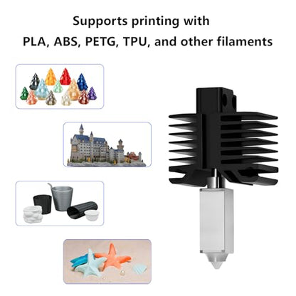 P1P P1S 0.4mm Hardened Steel Hotend, All-Metal Integerted Desige Hot End 320℃ High Temperature Print Head Nozzle Replacement for X1/X1C/P1S /P1P 3D Printer - style: 0.4mm