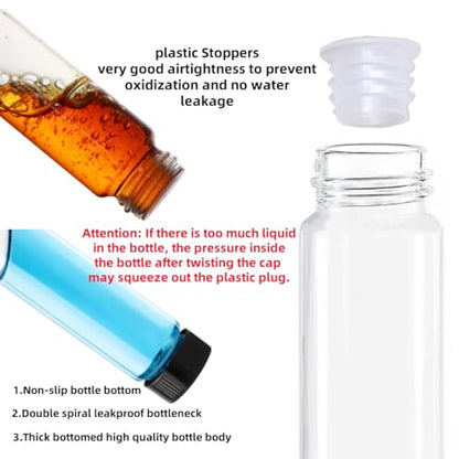 14Pcs 5ml Clear Glass Sample Vials, Liquid Sampling Sample, Screw Caps Small Glass Bottle, With Plastic Stoppers, Leak-Proof Vial, For laboratory, Essential Oil, Perfume, Reagents - style: 5ml 14Pcs