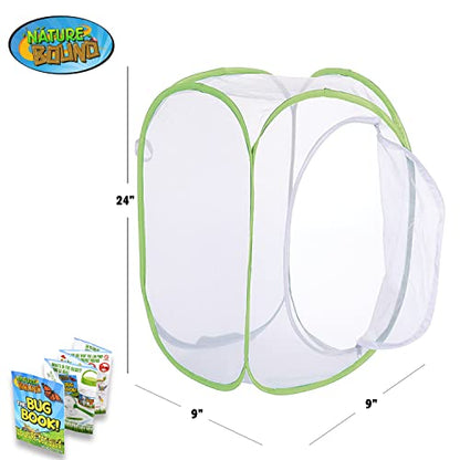 Nature Bound Butterfly Growing Kit - Live Caterpillar to Butterfly Project for Kids - Includes Voucher for Caterpillars, Green Pop-Up Enclosure, and STEM Learning Guide - style: Pop-Up Terrarium 24